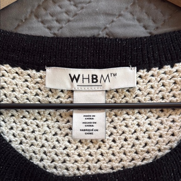 White House Black Market Ribbed Black and Cream Sweater Tank Top - Picture 10 of 12